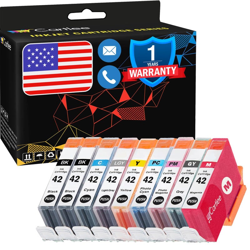 Cartlee Compatible Ink Cartridges Replacement for Canon CLI-42 PIXMA PRO-100 Pro100 100 100S CLI 42 High Yield (2 Black, 1 Cyan, 1 Magenta, 1 Yellow, 1 PC, 1 Photo M, 1 Gray, 1 Light Gray) - Image 1